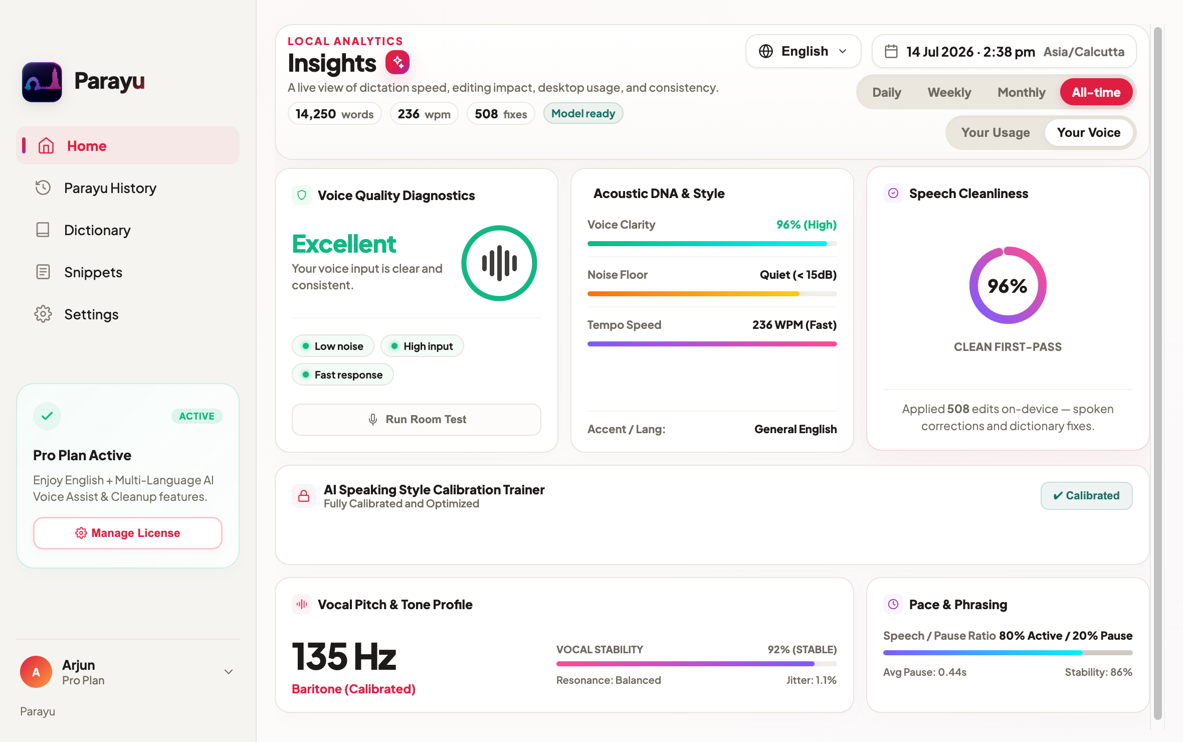 Understand How You Speak — current Parayu interface